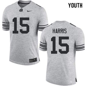 NCAA Ohio State Buckeyes Youth #15 Jaylen Harris Gray Nike Football College Jersey IHB4345AA